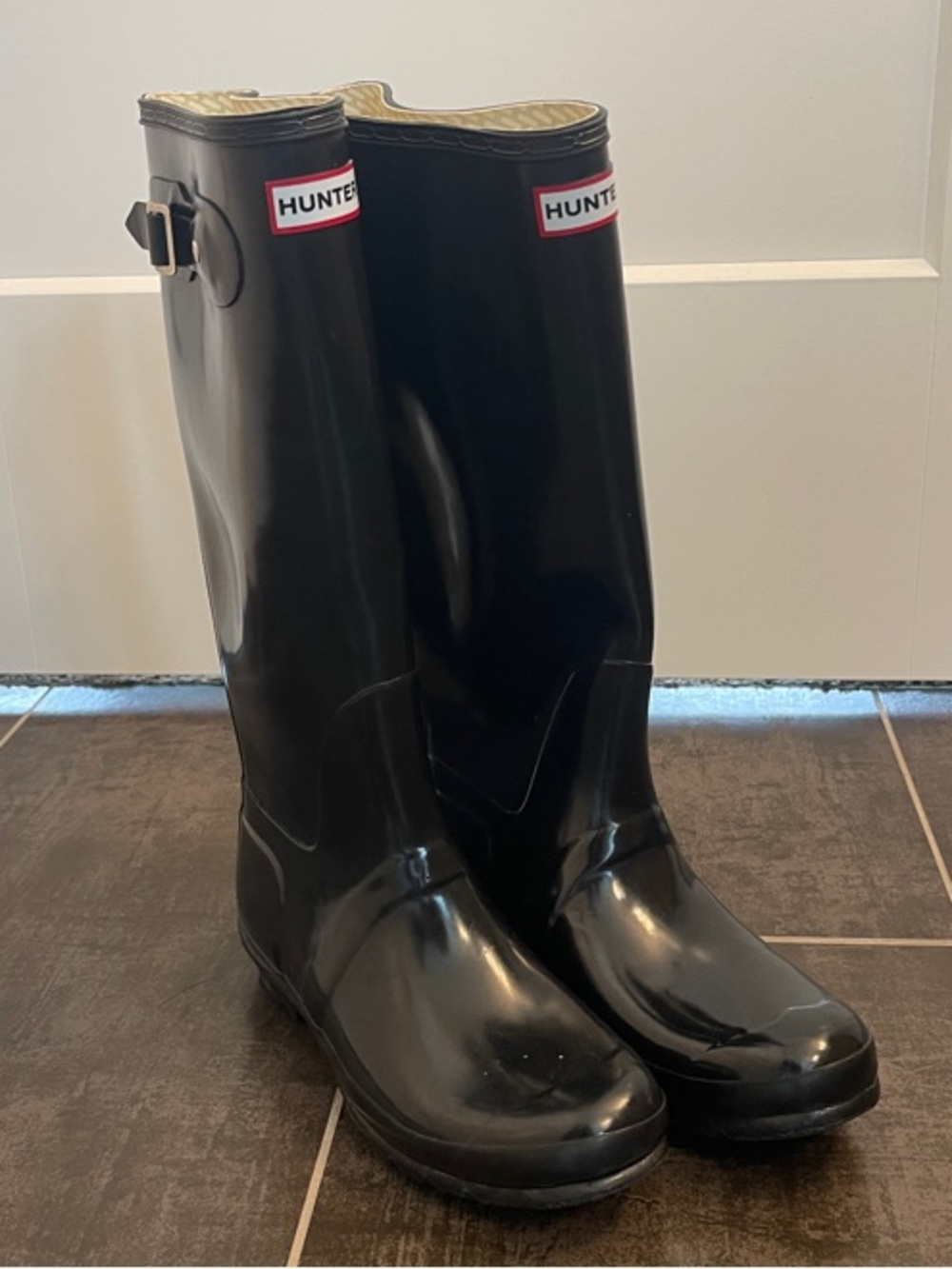 Women’s Hunter Classic Glossy Black Tall Boots Size 10 EUC